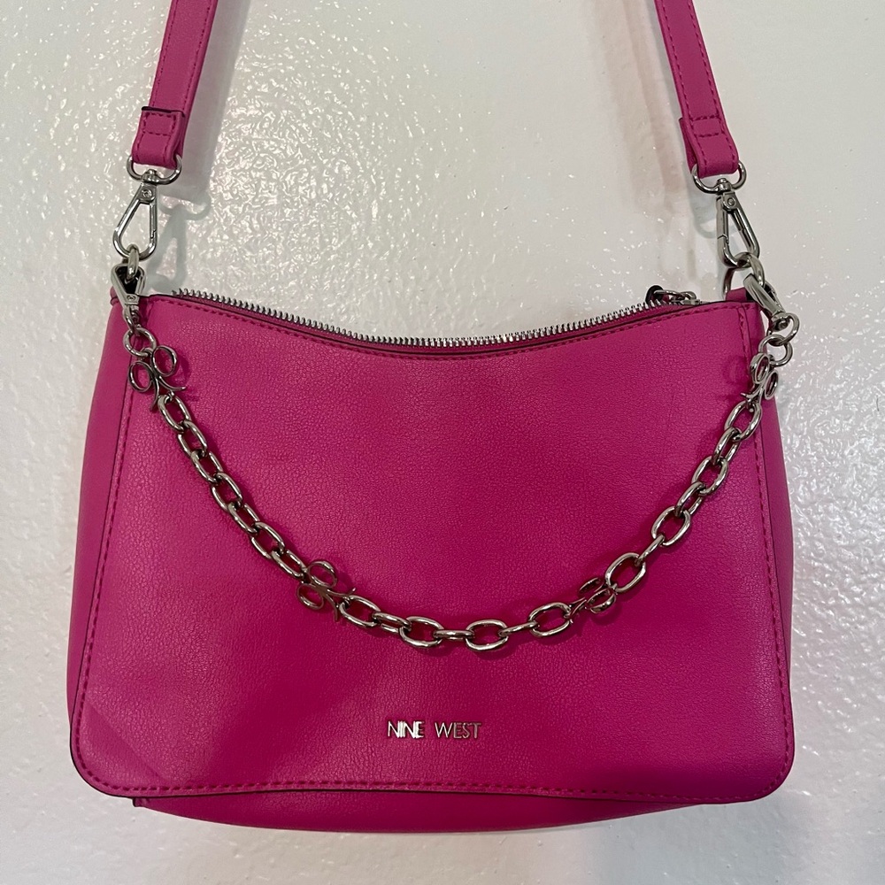 Nine West Fuchsia Crossbody Bag with Chain Detail